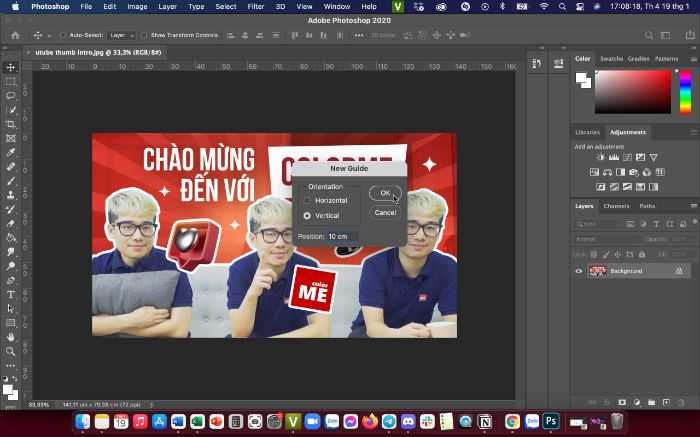 Với cách này, bạn có thể tạo đường guide bằng thước trong Photoshop một cách chính xác nhất.