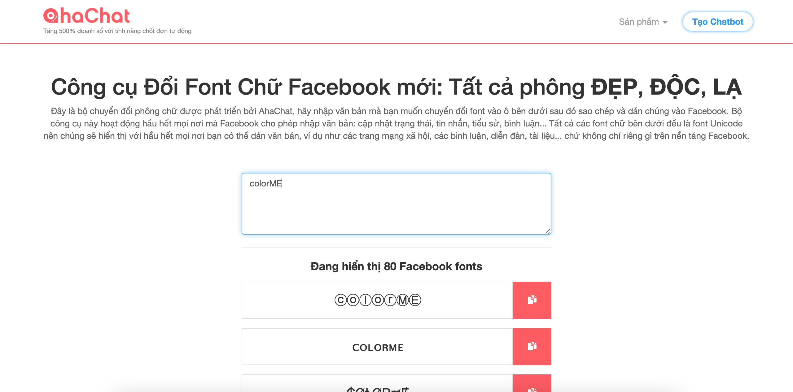 ahaChat là công cụ đổi font chữ Facebook được nhiều người ưa dùng nhất.