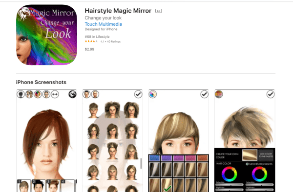 Ứng dụng Hairstyle Magic Mirror