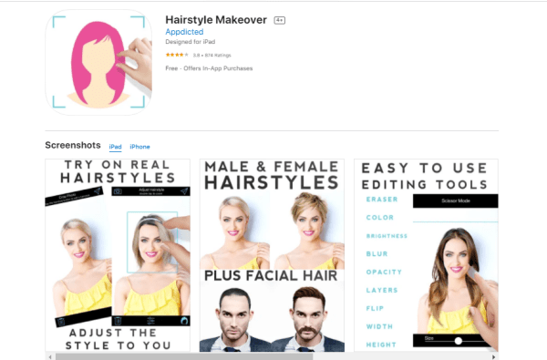 Ứng dụng Hairstyle Makeover