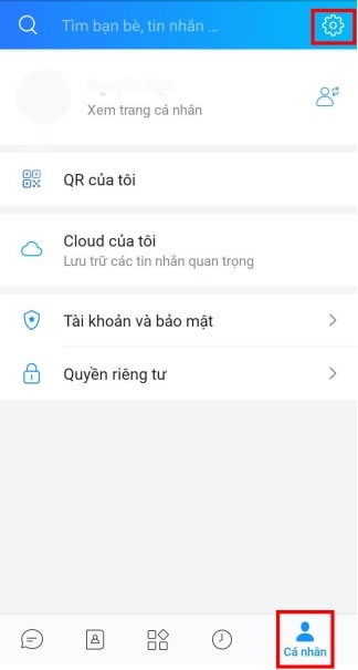 Vào Cài đặt Zalo