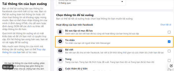 Cách tải thông tin của bạn xuống trên Facebook máy tính bước 3