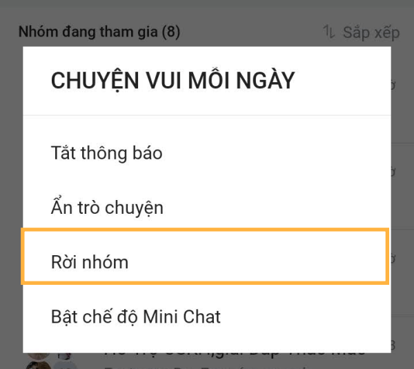 Cách thoát nhóm Zalo trên điện thoại cách 1