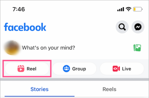 Cách tìm bản nháp Facebook Reels cách 1 bước 1