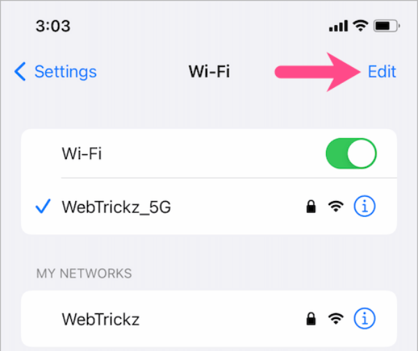 Cách xem Wifi đã lưu trên iPhone