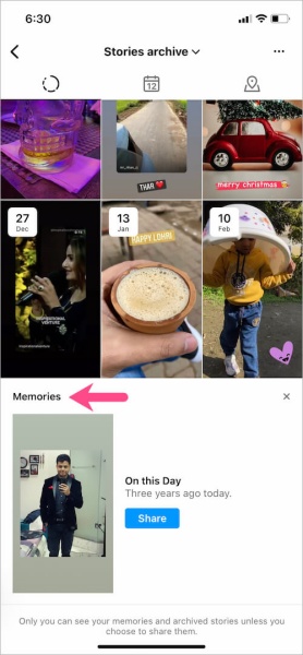 Cách xem lại kỷ niệm trên Instagram - Bước 2