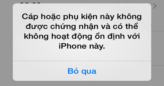 Lỗi iPhone không nhận phụ kiện
