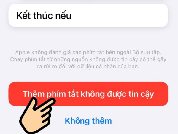 Thêm phím tắt không được tin cậy vào iPhone