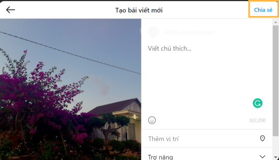 Cách đăng bài viết Instagram trên máy tính bước 2