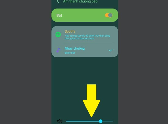 Cài đặt âm lượng báo thức Samsung