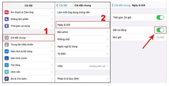 Cài đặt thời gian iPhone Xs Max