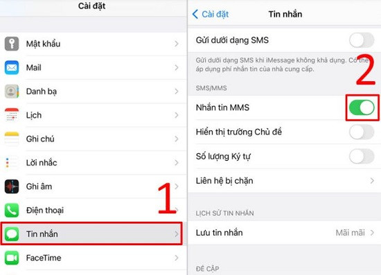 Kích hoạt MMS trên iPhone