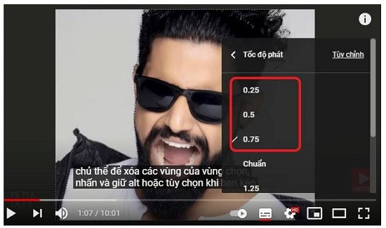 Làm chậm phụ đề video youtube trên máy tính