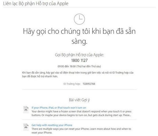 Liên hệ tổng đài Apple