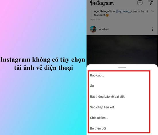 Nguyên nhân không thể lưu ảnh từ Instagram về điện thoại