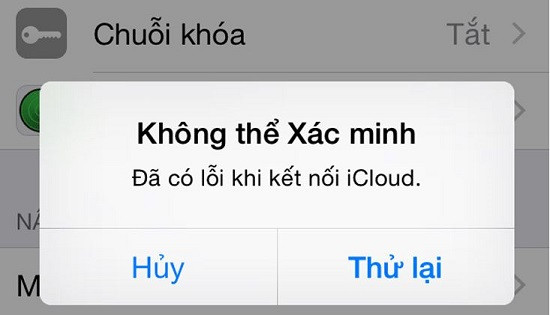 Sửa lỗi không thể xác minh tài khoản iCloud