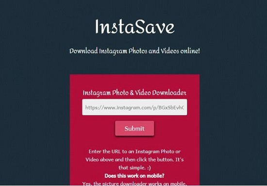 Tải ảnh từ Instasave