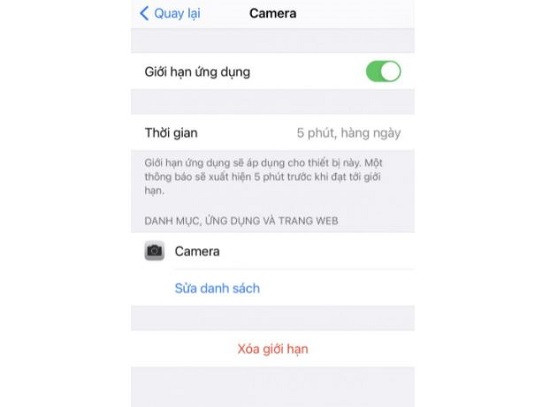 Tắt giới hạn camera trên iPhone