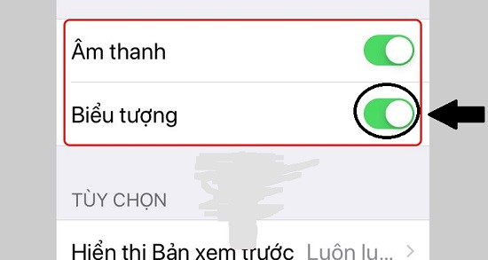 Tắt mục biểu tượng trên iPhone