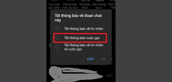 Tắt thông báo cuộc gọi Messenger