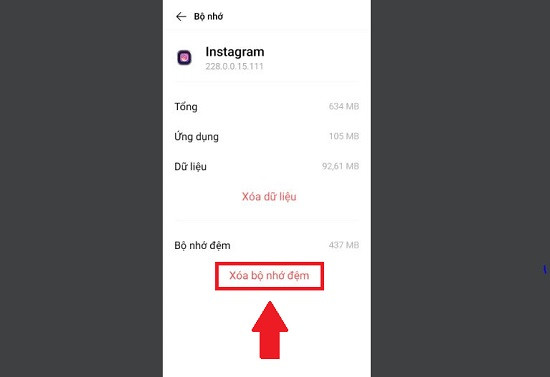 Xóa bộ nhớ đệm Instagram trên Android