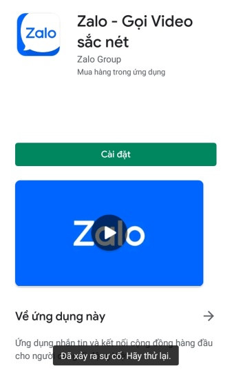 Android không tải được Zalo