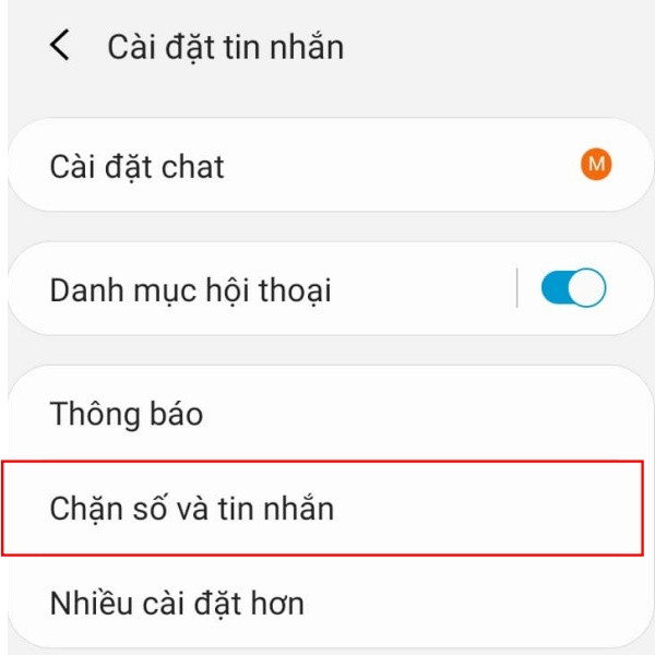 Chặn số và tin nhắn