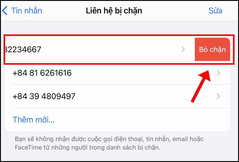 Chế độ chặn tin nhắn được kích hoạt