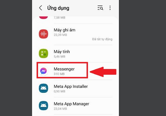 Chọn vào ứng dụng Messenger