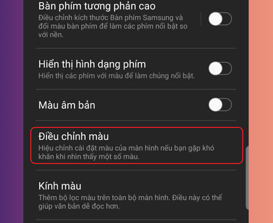 Điều chỉnh màu trên Samsung