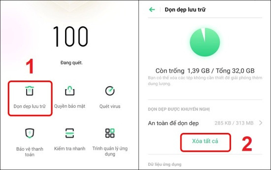 Dọn dẹp bộ nhớ Oppo