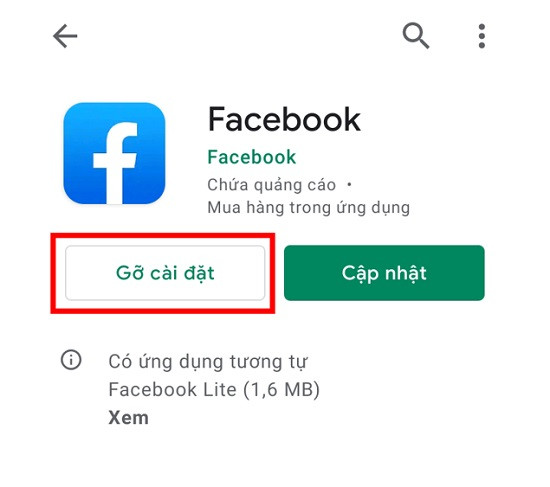 Gỡ ứng dụng Facebook