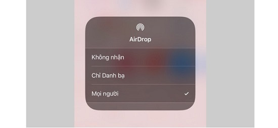 Thay đổi chế độ trên Airdrop