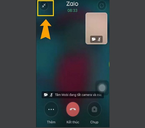 Thu nhỏ cuộc gọi video zalo trên iPhone