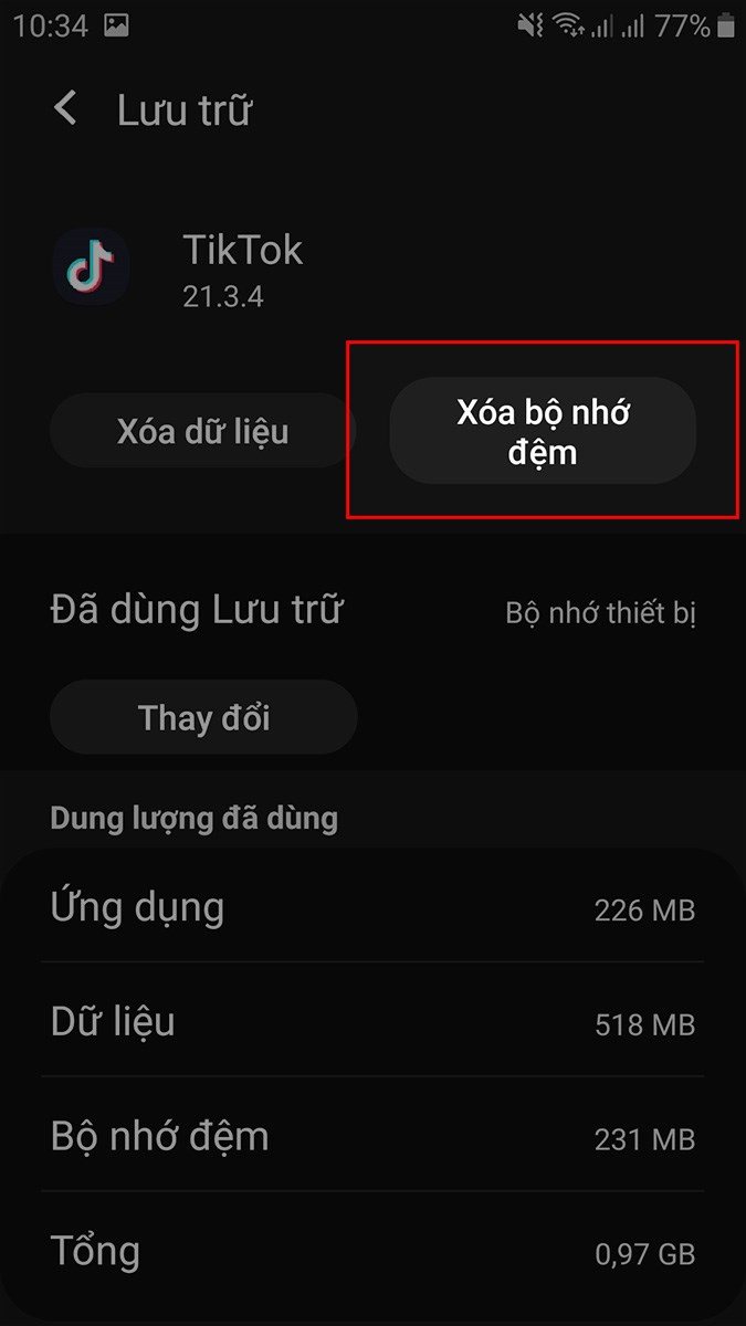 Xóa dữ liệu ứng dụng Tik Tok