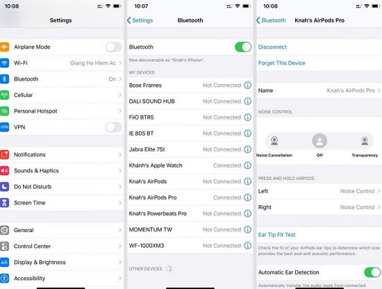 Kết nối lại tai nghe AirPods với iPhone