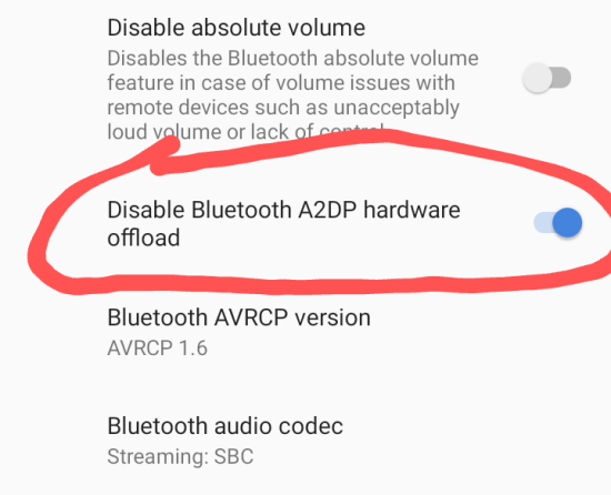 Tắt Disable Bluetooth A2DP Hardware Offload