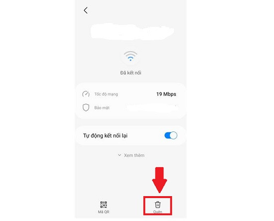 Quên mạng wifi Samsung