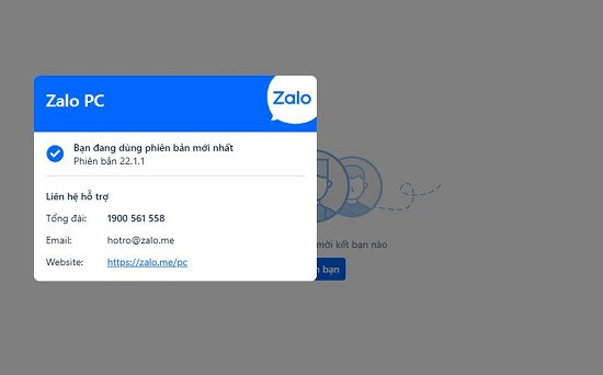 Kiểm tra phiên bản Zalo trên máy tính