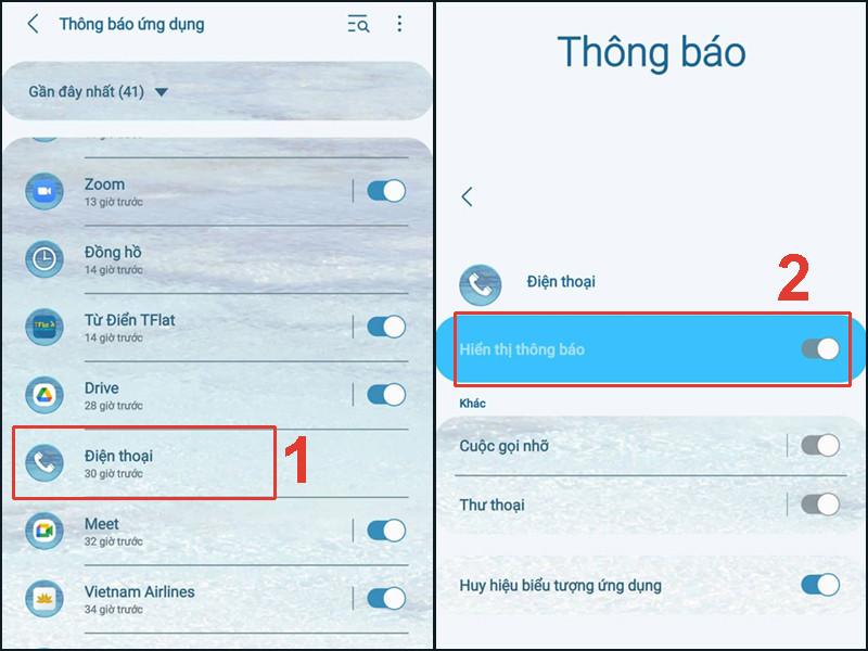 Bật thông báo cuộc gọi đến 