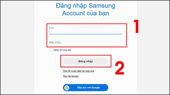 Đăng nhập Samsung Account