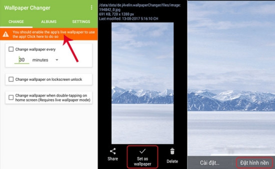 Đặt hình nền với Wallpaper Changer