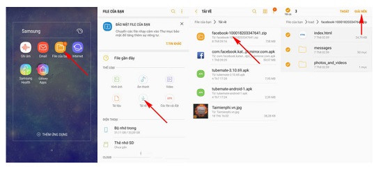 Giải nén file tin nhắn Messenger