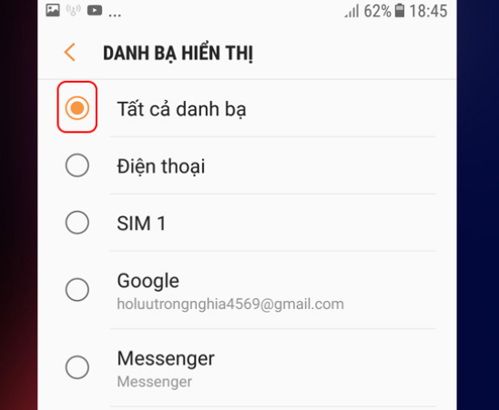 Hiển thị tất cả danh bạ