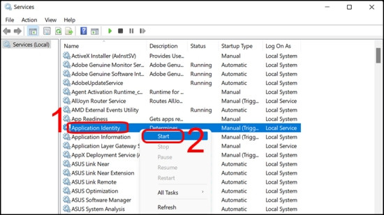 Khởi động Application Identity Service