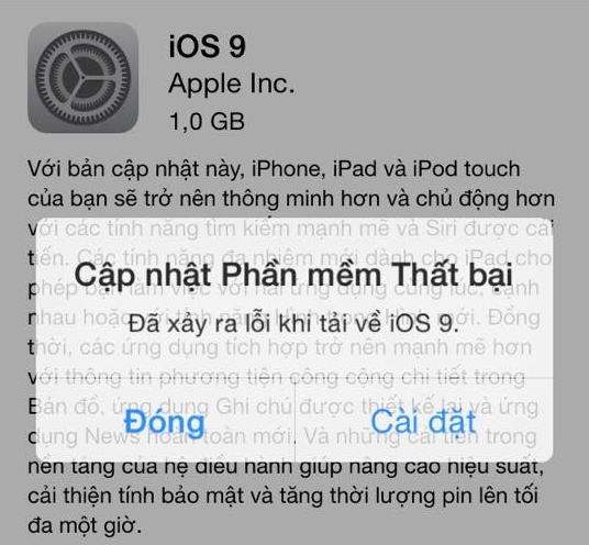 loi dien thoai iphone khong cap nhat duoc phan mem