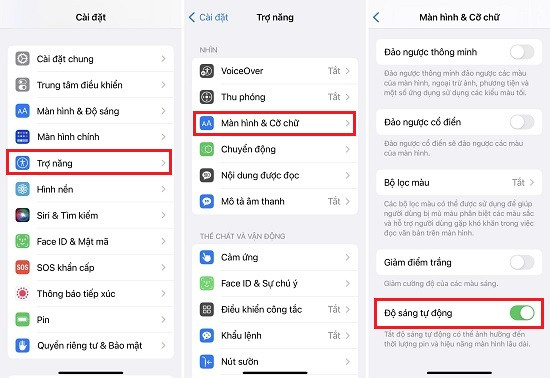 Tắt tính năng điều chỉnh độ sáng tự động trên iPhone 14