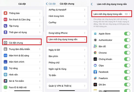 Tắt tính năng làm mới ứng dụng nền trên iPhone 14