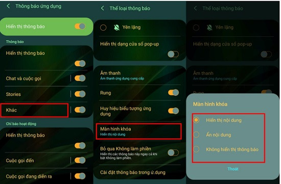 Thông báo messenger kèm nội dung tin nhắn