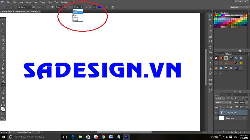 Cách làm mịn đường viền text trong photoshop